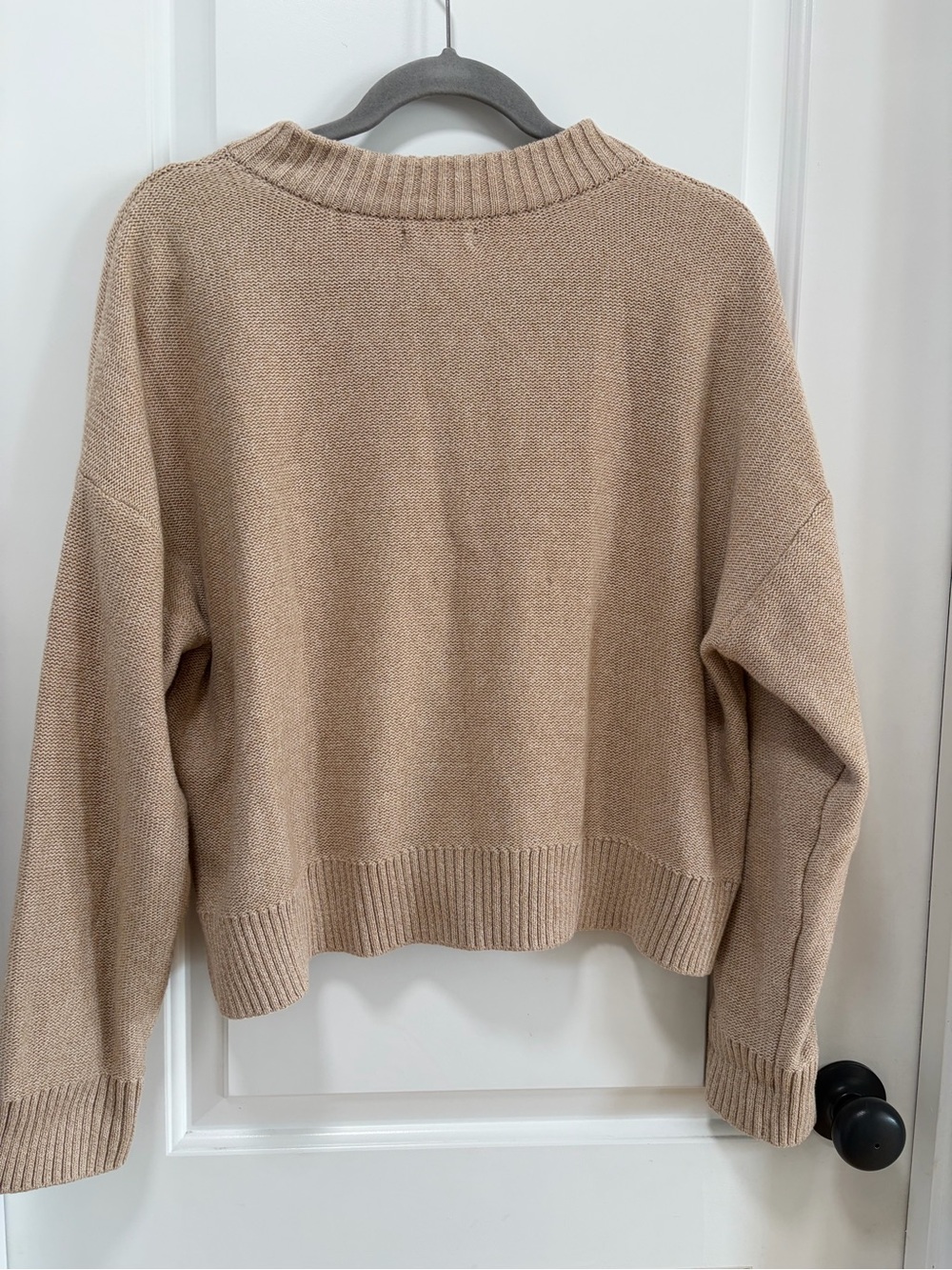 Quince size Large Organic Cotton Cropped Cardigan in Cement Marl Button Front - Picture 10 of 11